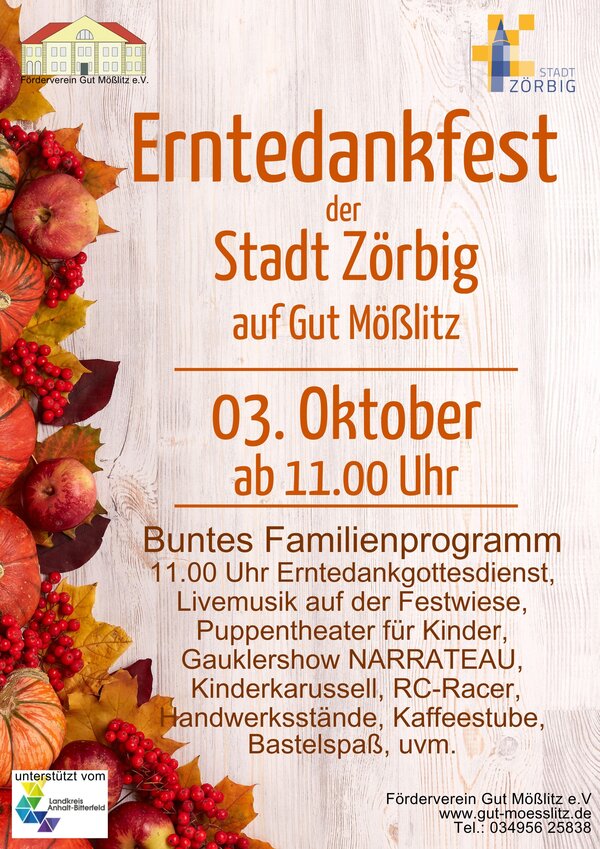 Bild vergrößern: Plakat Erntedankfest Mößlitz 2025