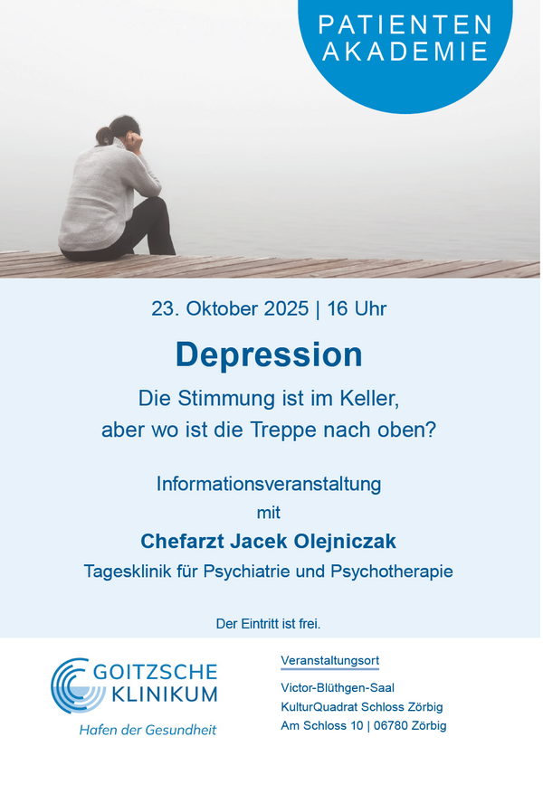 Bild vergrößern: Plakat Vortrag Depression am 23. Oktober 2025