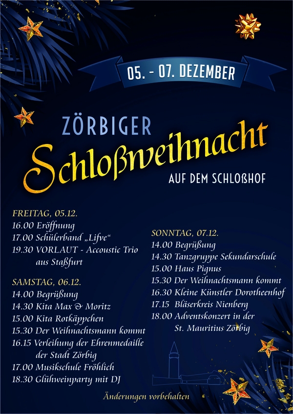 Bild vergrößern: Programm Zörbiger Schlossweihnacht 2025