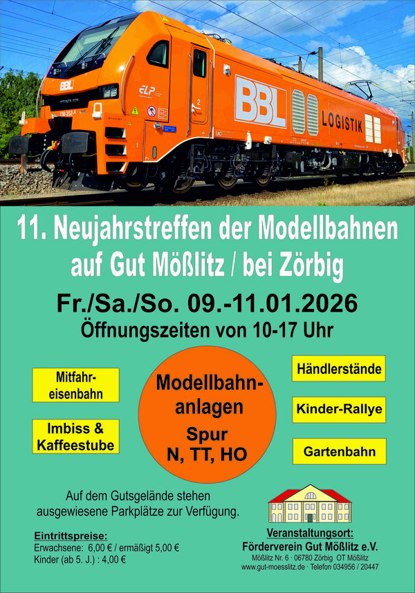 Bild vergr&ouml;&szlig;ern: Plakat 11. Neujahrstreffen der Modellbahnen auf Gut M&ouml;&szlig;litz
