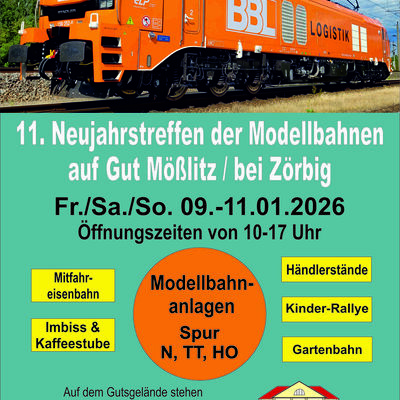 Plakat 11. Neujahrstreffen der Modellbahnen auf Gut M&ouml;&szlig;litz
